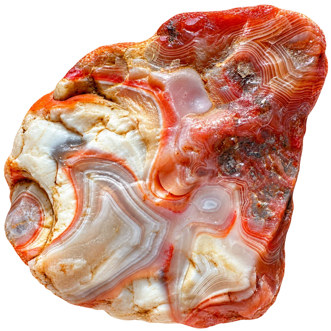 Orange and cream bands in an agate specimen